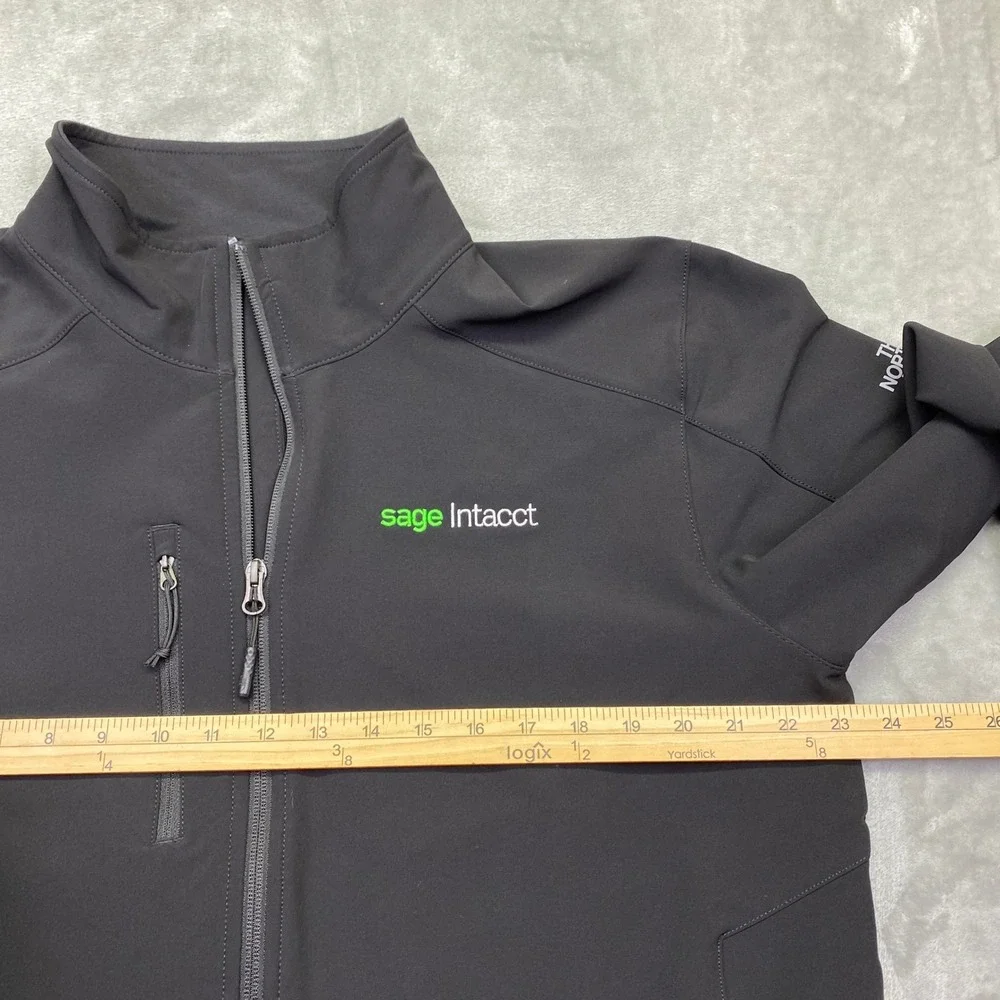 The North‎ Face Tech Stretch Softshell Jacket Black Windwall Mens L Sage Intacct